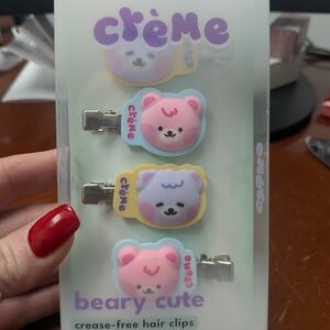 Crème Beary Cute Hair Clips - Pink, Purple, Yellow